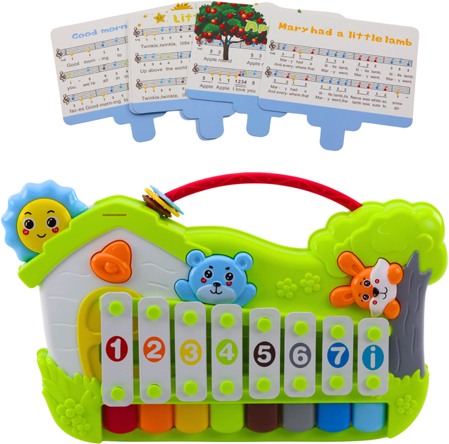 Піаніно музичне Lean Toys Лісове з ксилофоном і нотними картками 22642 (5905991049913) - зображення 3