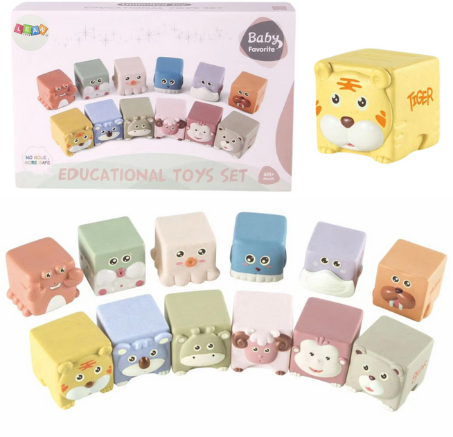 М’які кубики Lean Toys Тварини 12 елементів 24699 (5905991057499) - зображення 3