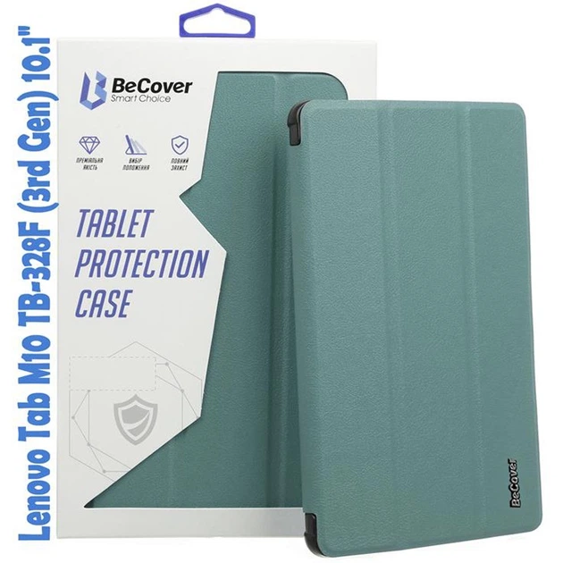 Чехол-книжка BeCover Smart для Lenovo Tab M10 TB-328F (3rd Gen) 10.1" Dark Green (708283) - Фото 4 Чехол-книжка BeCover Smart для Lenovo Tab M10 TB-328F (3rd Gen) 10.1" Dark Green (708283) - изображение 4