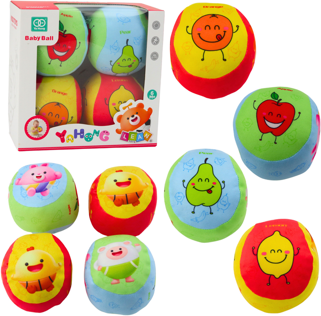 Zestaw miękkich piłeczek dla malucha LEAN Toys Owoce 4 szt 24355 (5905991054832) - obraz 2