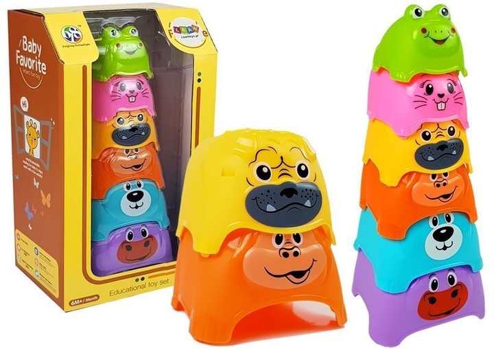 Piramidka-kubeczki dla niemowlaka LEAN Toys Zwierzątka 7169 (5905323211100) - obraz 3