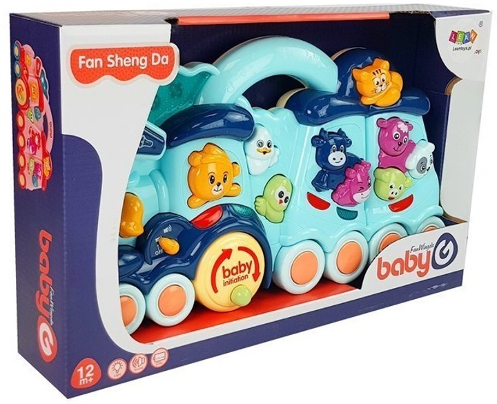Zabawka interaktywna dla dzieci LEAN Toys Lokomotywa z odgłosami i dźwiękami zwierząt Niebieska 8497 (5903802458862) - obraz 1
