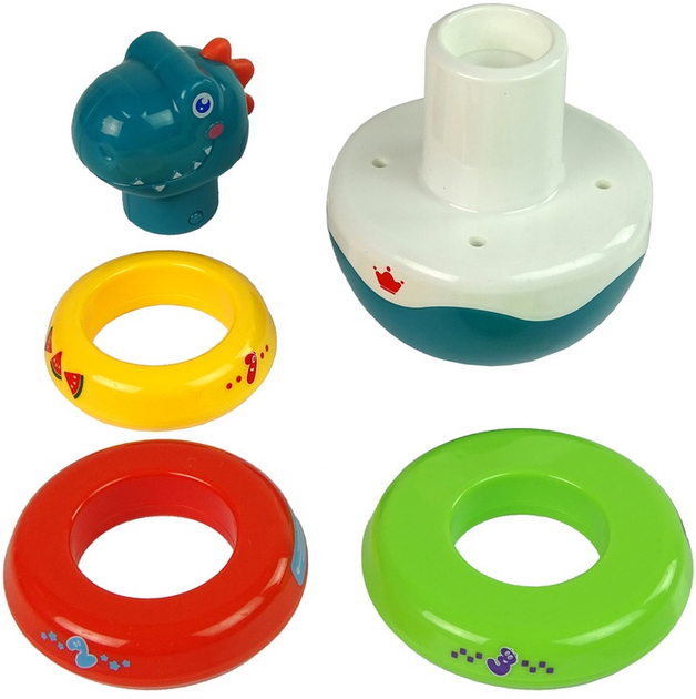 Розвиваюче брязкальце пірамідка LEAN Toys Bubble Dragon з кільцями 11623 (5905214973452) - зображення 4