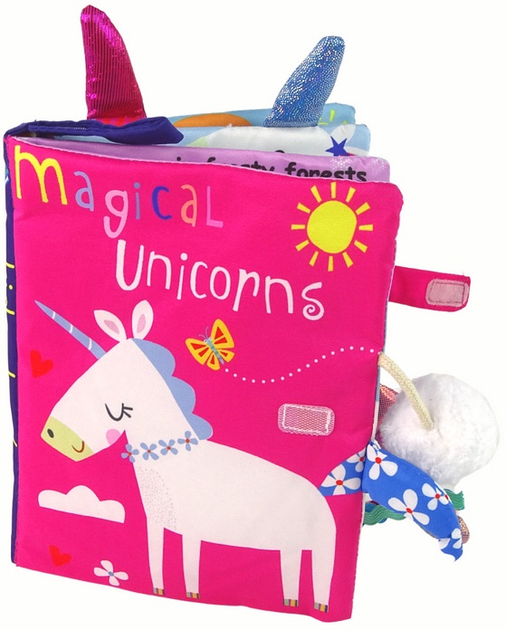 Miękka książka z zabawkami dla niemowląt LEAN Toys Jednorożec Kolorowa 15585 (5905679071182) - obraz 1