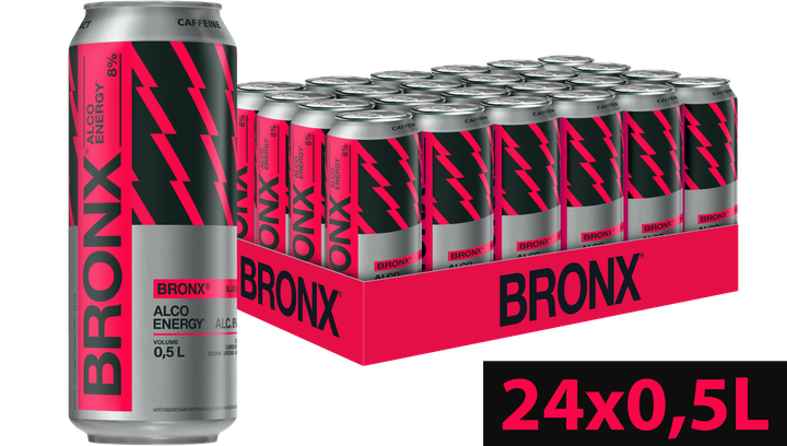 Упаковка слабоалкогольного энергетического напитка BRONX Black Cherry 8% 0.5 л х 24 шт (14820193034506) - изображение 4