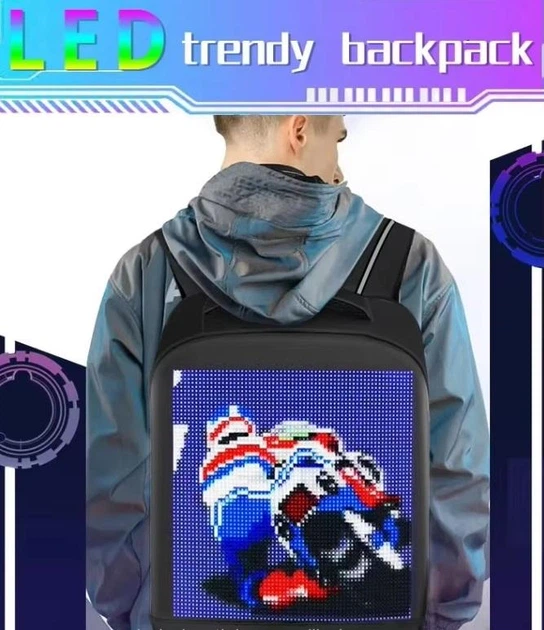 Рюкзак с LED экраном 64*64 Pixel и анимацией JumpUp Р-02 Голубой - изображение 12