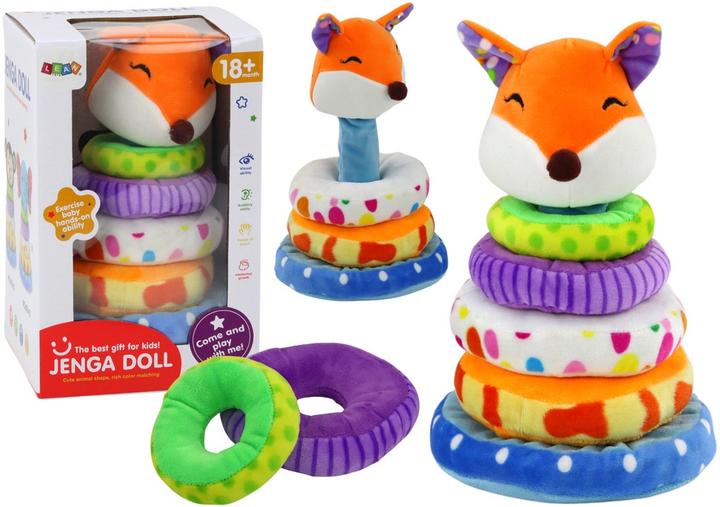 Piramidka pluszowa edukacyjna LEAN Toys Lis Kolorowa 17535 (5905991003847) - obraz 2