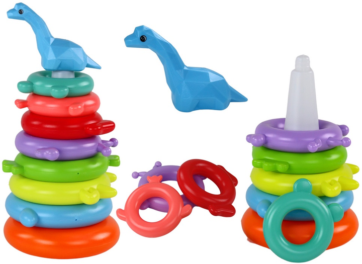 Piramidka z układankami LEAN Toys Żyrafa 8 kółek Kolorowa 17540 (5905991003892) - obraz 2