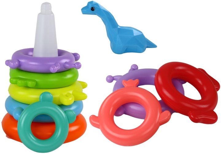 Piramidka z układankami LEAN Toys Żyrafa 8 kółek Kolorowa 17540 (5905991003892) - obraz 3