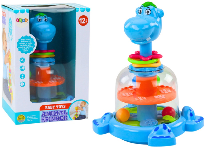 Bączek z kulkami dla niemowląt LEAN Toys Hipopotam Niebieski 20140 (5905991023241) - obraz 2