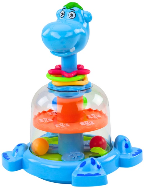Bączek z kulkami dla niemowląt LEAN Toys Hipopotam Niebieski 20140 (5905991023241) - obraz 3