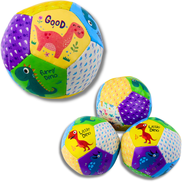 Набір м'яких м'ячів LEAN Toys з динозаврами 9 см 3 шт 22861 (5905991052104) - зображення 2