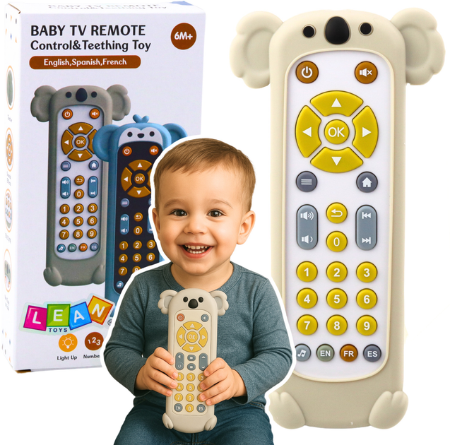 Pilot interaktywny dla malucha LEAN Toys Koala z sylikonową obudową Beżowy 22899 (5905991052487) - obraz 2