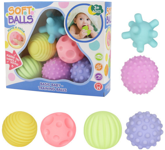 Сенсорні м'ячі для дітей LEAN Toys різнокольорова 6 шт 25052 (5905991061120) - зображення 2