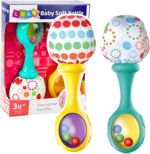 Набір брязкалець з м'яким м'ячиком LEAN Toys Візерунки 2 шт 22891 (5905991052401) - зображення 2