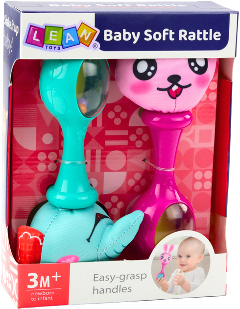 Набір брязкалець з м'яким м'ячиком LEAN Toys Кролик-слон 2 шт 22894 (5905991052432) - зображення 1