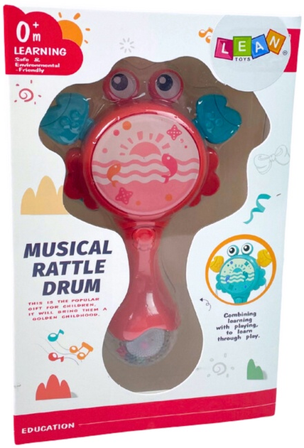 Grzechotka-bębenek LEAN Toys Krab ze światełkami i melodią Czerwony 12072 (5904665997789) - obraz 1
