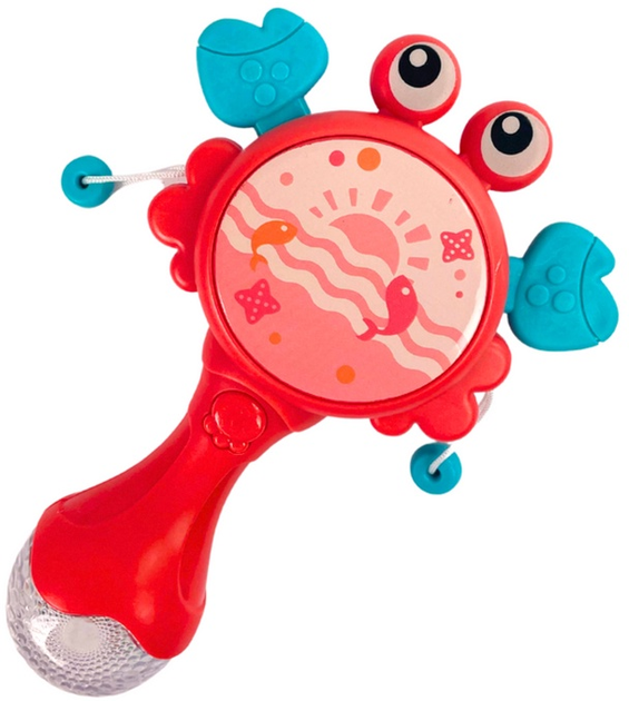 Grzechotka-bębenek LEAN Toys Krab ze światełkami i melodią Czerwony 12072 (5904665997789) - obraz 3