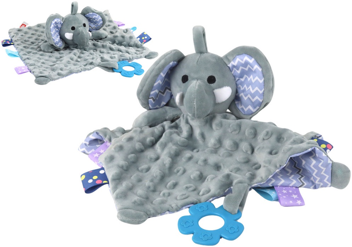Плюшева іграшка-ковдра LEAN Toys Слоник з виступами прорізувачем і брязкальцем 17476 (5905991003069) - зображення 2