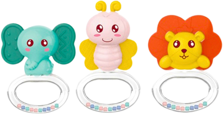 Zestaw gyzaków i grzechotek sensorycznych dla niemowląt LEAN Toys Zwierzątka 6 elementów 22785 (5905991051343) - obraz 4