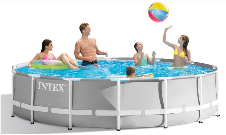 Басейн каркасний з фільтром, драбиною, підложкою та накриттям Intex Grey 427х107 см (26722) - зображення 2