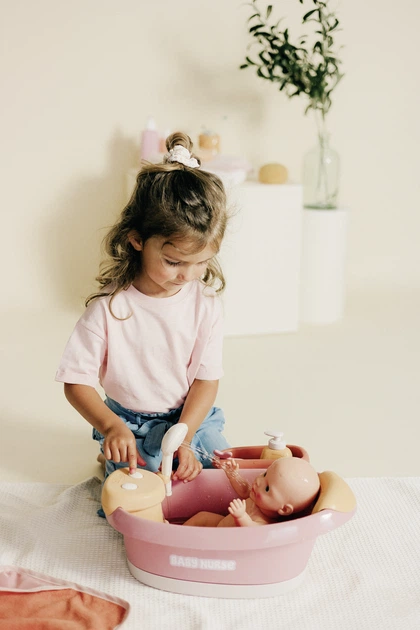 Ванна для пупса Smoby Toys Бебі Ньорс з електричним душем та підсвічуванням з аксесуарами (7600220386) (3032162203866) - зображення 6