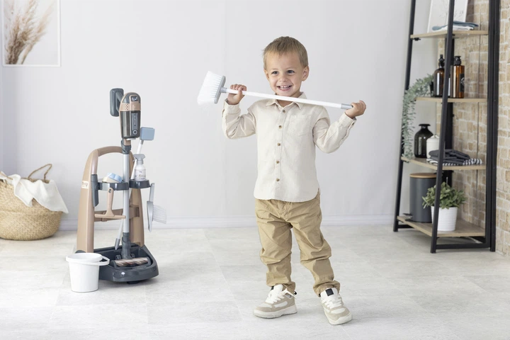 Wózek do sprzątania Smoby Toys Rowenta z odkurzaczem ręcznym i akcesoriami (7600330326) (3032163303268) - obraz 9