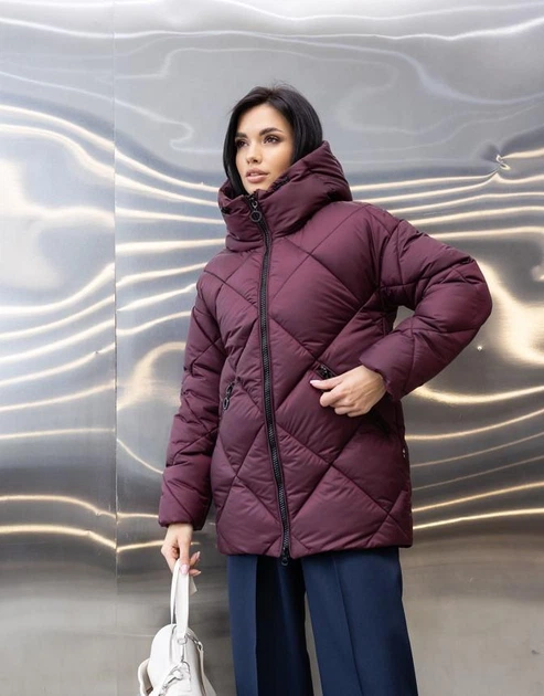 Женская зимняя куртка с капюшоном Bella LEO PRIDE 0111 54 Бургунди