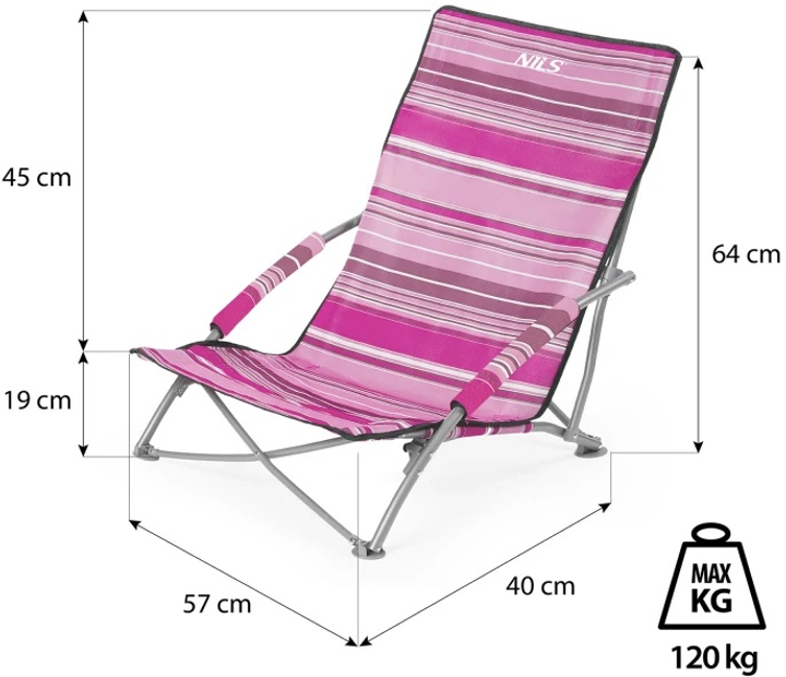 Krzeslo plażowe Nils NC3035 Różowe (5908261682315) - obraz 12