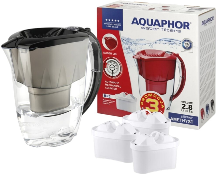 Фільтр-глечик Aquaphor Amethyst Чорний + 3 картриджа B25 Maxfor - зображення 4