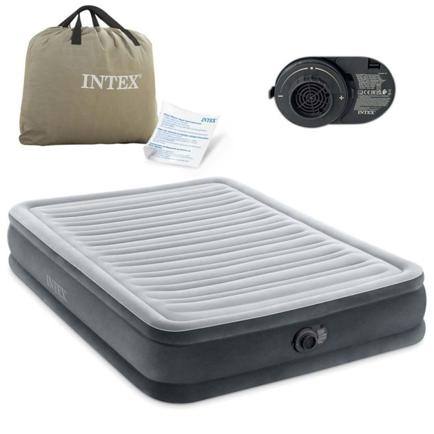 Materac dmuchany Intex do spania z pompką automatyczną dwuosobowy 191 x 137 cm (67768) (6941057423036) - obraz 5