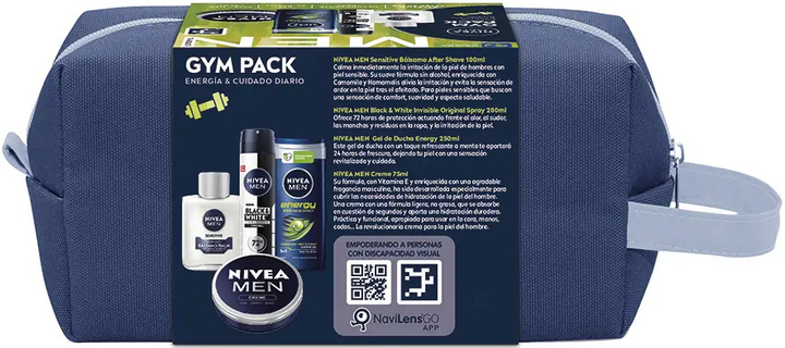 Zestaw kosmetyków do pielęgnacji ciała Nivea Men Gym Pack Żel pod prysznic 250 ml + Balsam po goleniu 100 ml + Dezodorant w sprayu 200 ml + Krem uniwersalny 75 ml + Kosmetyczka (8412300052573) - obraz 2