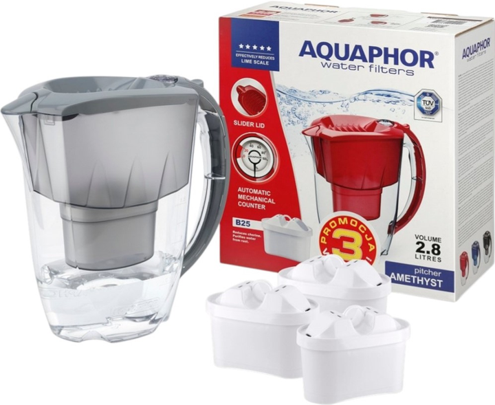 Фільтр-глечик Aquaphor Amethyst Сірий + 3 картриджа B25 Maxfor - зображення 4
