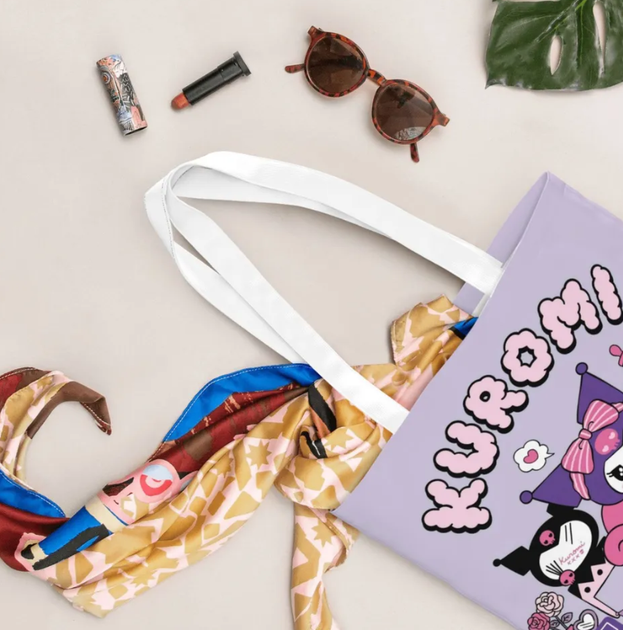 Еко-сумка шоппер аніме з принтом "Куромі" Melody (Kuromi) Sanrio 37*34см Y2K kpop малюнок з двох сторін у корейському фіолетовому стилі (AN)32122 - Фото 5 Еко-сумка шоппер аніме з принтом "Куромі" Melody (Kuromi) Sanrio 37*34см Y2K kpop малюнок з двох сторін у корейському фіолетовому стилі (AN)32122 - зображення 5