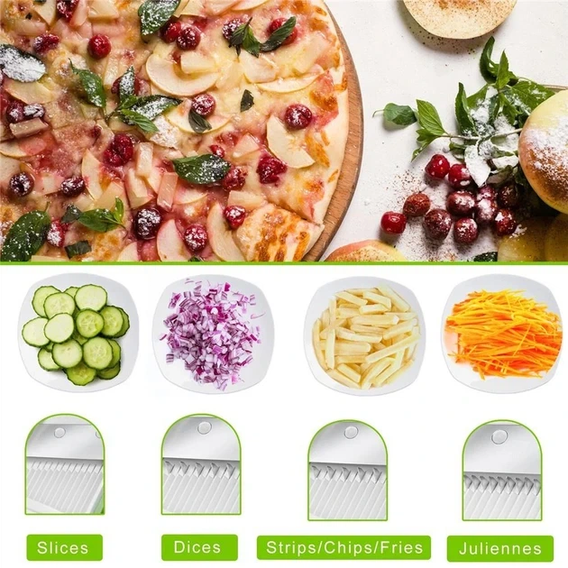 Универсальный слайсер для овощей и фруктов Brava Spring Multislicer 24 насадки контейнер в комплекте - изображение 4
