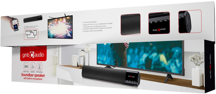 Głośnik przenośny Soundbar Gembird SPK-BT-BAR400-01 Stereo 10 W Czarny (GKSGEMSOU0001) - obraz 5