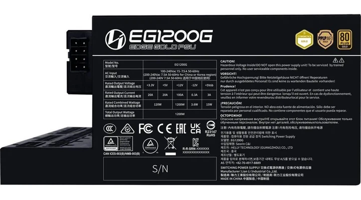 Блок живлення 1200W Lian Li EDGE GOLD Black (G9P.EG1200G.BH00.EU) - Фото 7 Блок живлення 1200W Lian Li EDGE GOLD Black (G9P.EG1200G.BH00.EU) - зображення 7