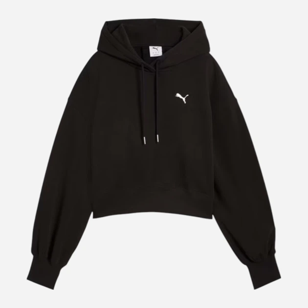 Bluza damska z kapturem Puma Wardrobe Ess Relaxed Cropped Hoodie Tr 62974601 L Czarna (4067983650833) - obraz 5