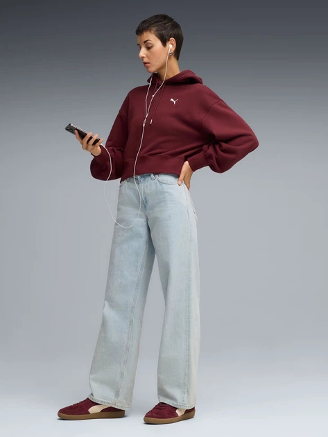 Bluza damska z kapturem Puma Wardrobe Ess Relaxed Cropped Hoodie Tr 62974696 XS Bordowa (4069157387217) - obraz 3