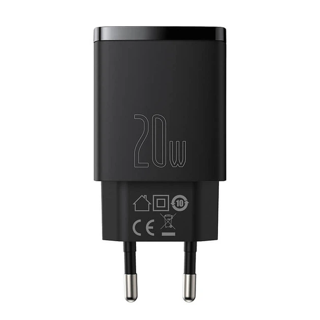 Адаптер мережевий BASEUS Compact Quick Charger 1USB/1TYPE-C, QC/PD, 20W, 3A| (CCXJ-B02) - Фото 1 Адаптер мережевий BASEUS Compact Quick Charger 1USB/1TYPE-C, QC/PD, 20W, 3A| (CCXJ-B02) - зображення 1