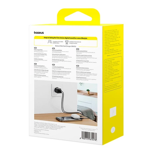 Адаптер сетевой Baseus Palm Fast Charger |1USB/1Type-C, 30W/3A, PD/QC| - Фото 8 Адаптер сетевой Baseus Palm Fast Charger |1USB/1Type-C, 30W/3A, PD/QC| - изображение 8