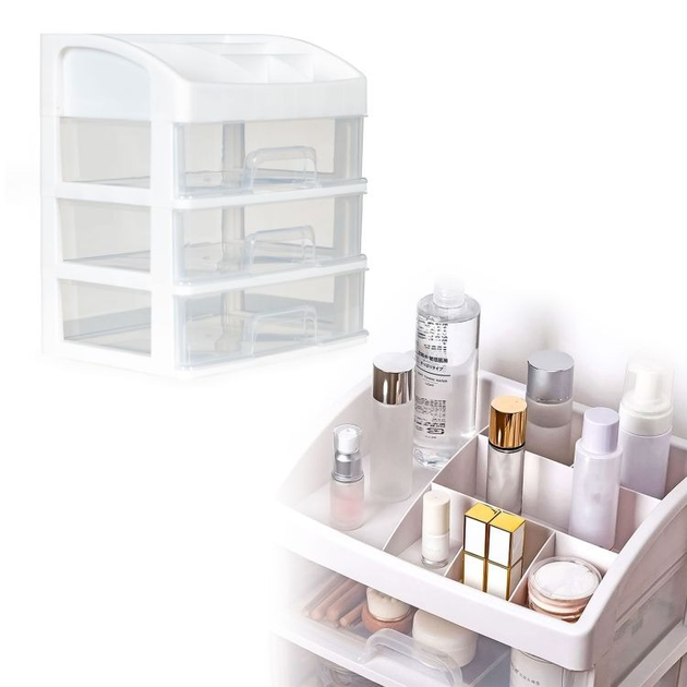 Organizer na kosmetyki ModernHome by Multistore z szufladami i przegrodami biały (5903769979165) - obraz 5