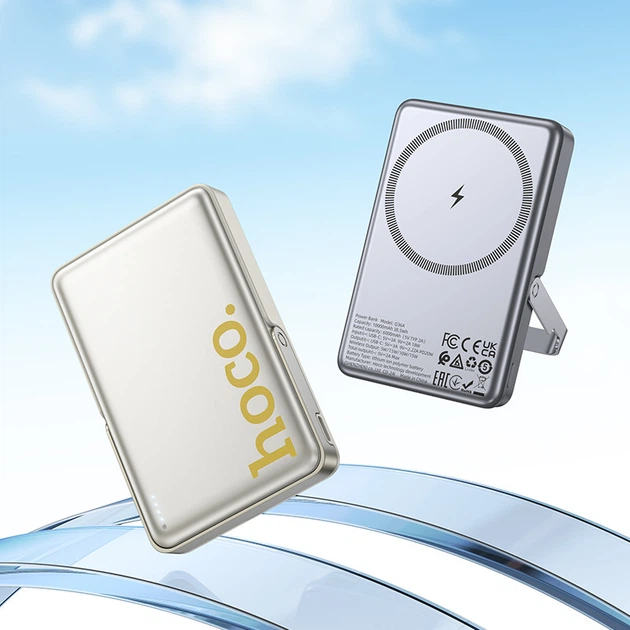 Павербанк HOCO Q36A 10000mAh 20W із бездротовою зарядкою Qi 15W 2в1 Портативний зовнішній акумулятор Power Bank із швидкою зарядкою QC3.0+PD20W та підставкою Grey - зображення 6