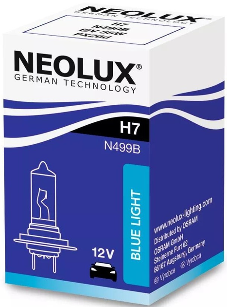 Żarówka samochodowa Neolux Standard Blue Light N499B H7 12 V (4052899466326) - obraz 1