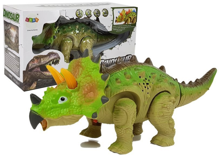 Динозавр LEAN Toys Трицератопс на батарейках Зелений 7189 (5905214970772) - зображення 2
