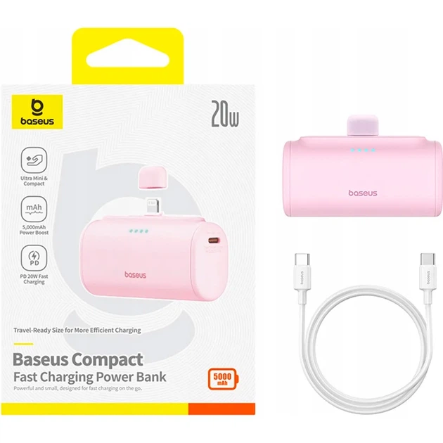 Внешний аккумулятор Baseus Compact Type-C Edition 5000mAh 20W Pink (P10068306413-00) [132863] - изображение 6