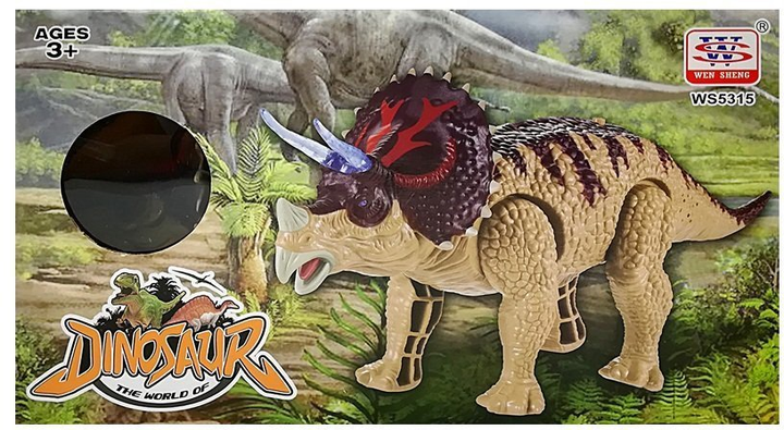 Динозавр LEAN Toys Трицератопс на батарейках Зелений 6639 (5908275994602) - зображення 1