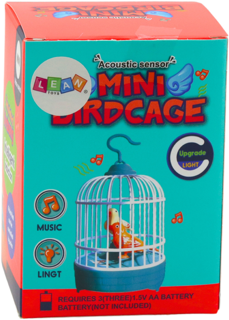 Клітка LEAN Toys з пташками на батарейках Помаранчева 24848 (5905991058984) - зображення 1
