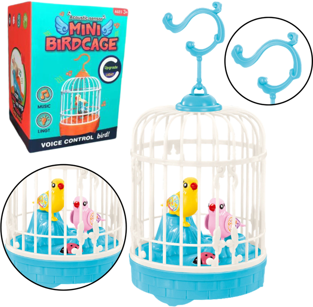 Клітка LEAN Toys з пташками на батарейках Синя 24849 (5905991058991) - зображення 2