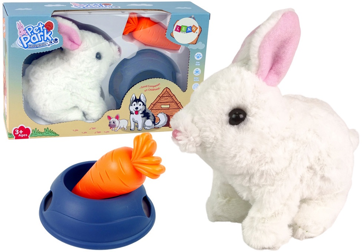 Królik LEAN Toys z miseczką i marchewką Biały 13256 (5905323214583) - obraz 2